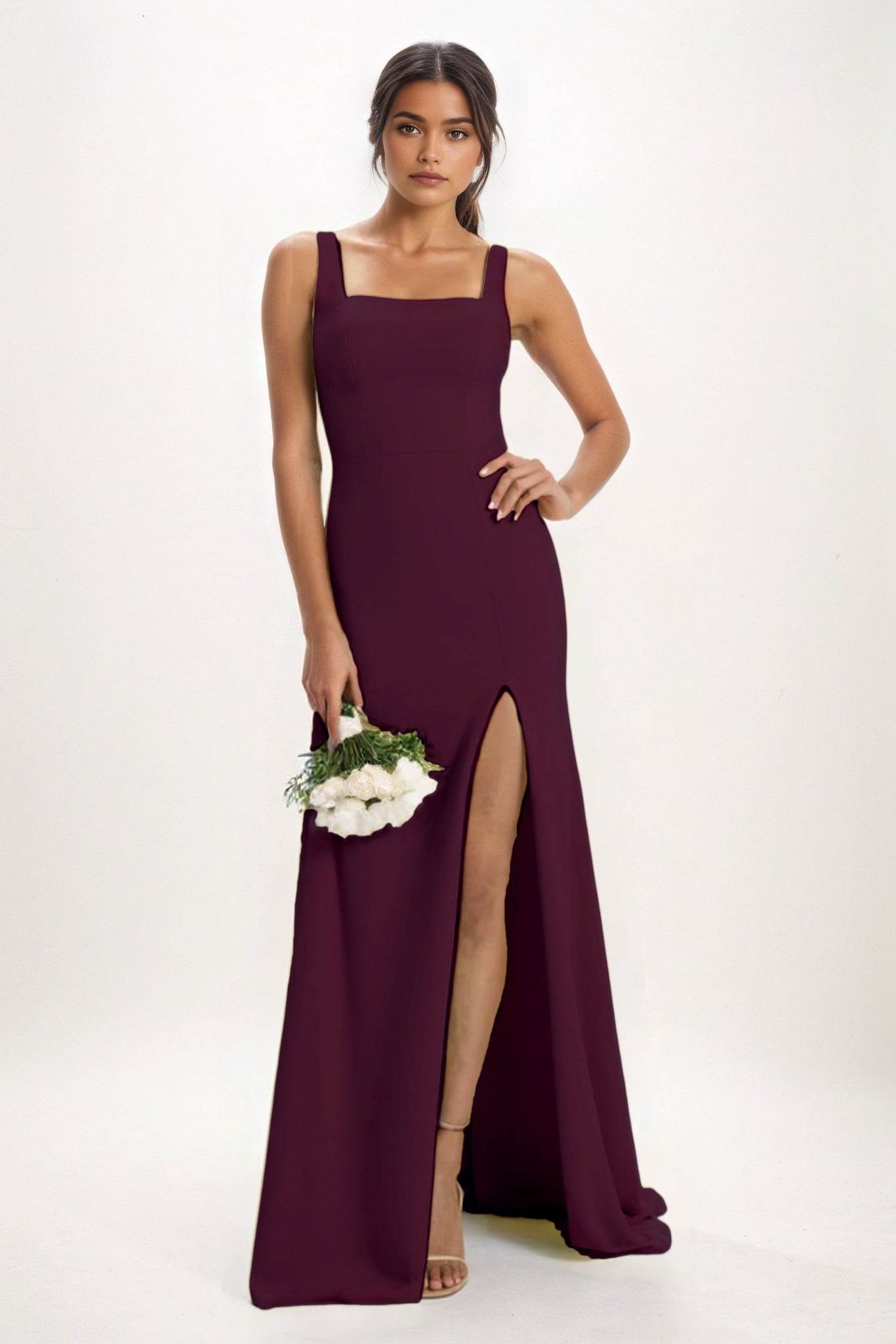 Sheath-Column Maxi Chiffon Bridesmaid Dress CB0826 - COCOMELODY